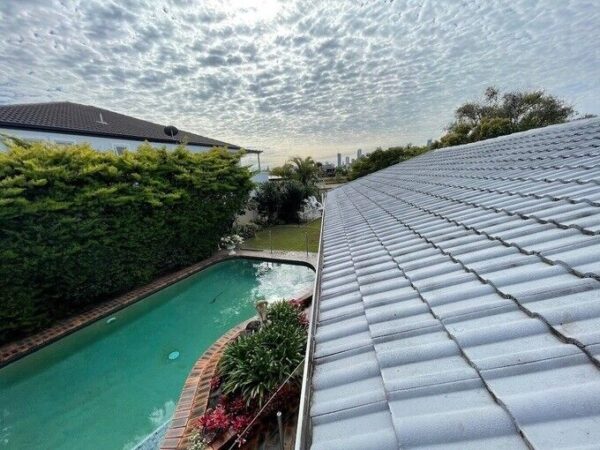 roof of the house with the pool on the left side